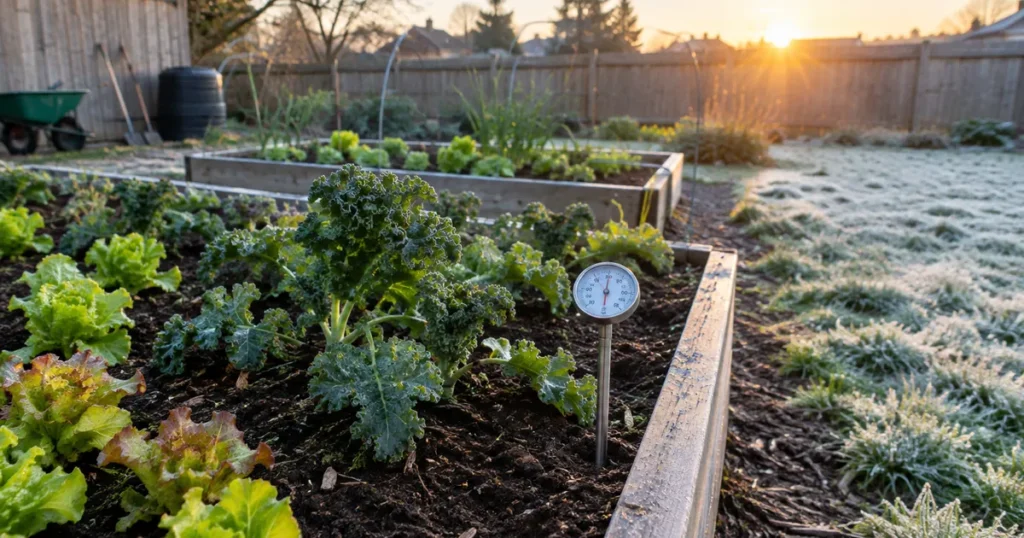 Raised beds in early spring, showing how USDA hardiness zones shape a backyard vegetable garden